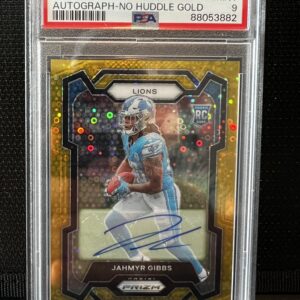 Jahmyr Gibbs Prizm No Huddle GOLD Auto /10 PSA 9